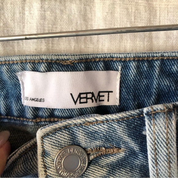 Vervet Los Angeles distressed raw hem button fly denim skirt S - Picture 4 of 6